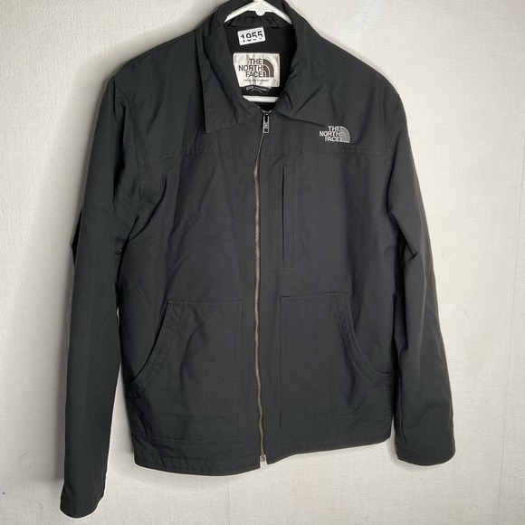 The North Face Mechanics Jacket Mens size Medium Black Full Zip Canvas Lined - Picture 1 of 13